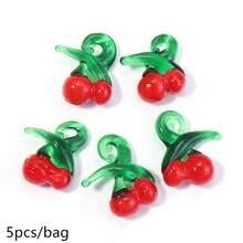 5 Stücke bunte lebensechte Obst- & Gemüseanhänger, Kirsche, Erdbeere, Gurke und weitere süße kleine Anhänger für Halskette, Ohrringe, Armband DIY, leuchtende Gemüseanhänger für den Sommer - Verschiedenfarbig - Übersicht 16