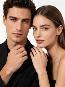 5/10/20/30 piezas Anillos de acero inoxidable con rhinestones de colores variados, elegantes y de moda, joyería de alta gama para compromiso y aniversario, adecuado para hombres y mujeres - anillo - Ver 3