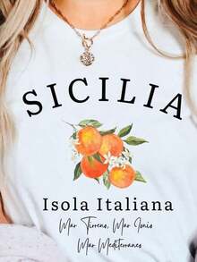 Sicilian Motif T-Shirt, Sicilian Gift, Orange Motif, Unisex Crew Neck T-Shirt, Breathable And Comfortable Casual Top, Print, Slightly Stretchy And Versatile Designer Clothing, Urban Casual Wear For Men. ,Festival - White - View 4