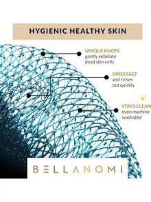 BELLANOMI African Exfoliating Net Sponge, Authentic, Ethically Sourced From Nigeria, 45 Inches Long, Back Scrubber For Daily Use (Copper Brown) - Sky Blue - 查看 3