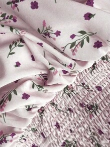 Blusa elegante de mujer con estampado floral diminuto y ajuste ceñido - Rosa - Ver 5