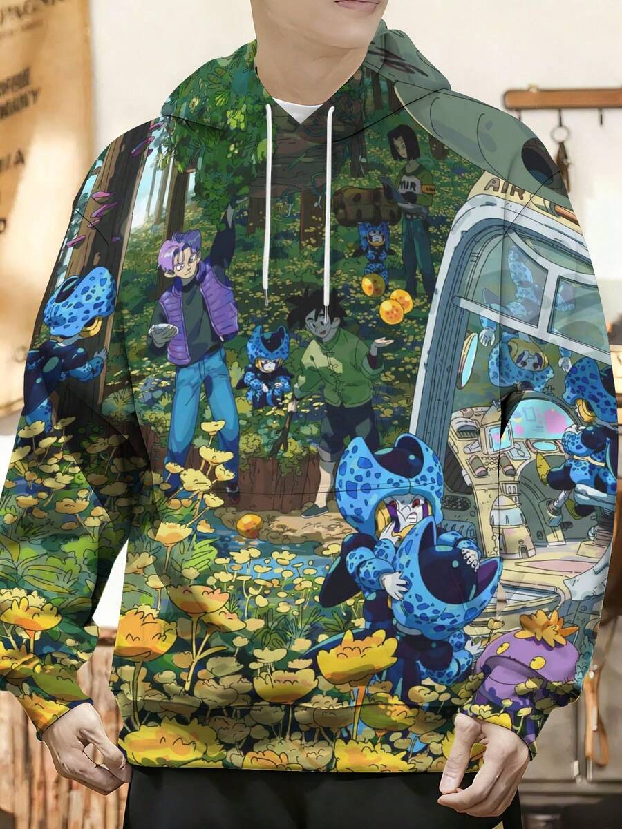 Men's 3D Graphic Sweatshirt Street Style Pullover Long Sleeve Coat Forest Adventure With Colorful Characters And Fantasy Elements - Kiểu 1 - Xem 1