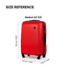 W WINGS 20"、24"、28" ABS+ 硬殼行李箱套裝 | 密碼鎖、伸縮拉桿、360°旋轉輪，適用於度假與商務出差 - 紅色 - 查看 12