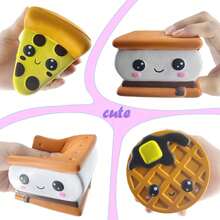 4 món đồ chơi bóp giảm căng thẳng NeeDoh N/W ASMFUOY hình kẹo bông gòn, pizza, bánh quế, mắt to dễ thương, đàn hồi chậm, quà tặng sinh nhật cho trẻ em. - Nhiều màu - Xem 3