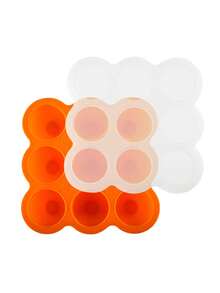 2-Tone 9-Grid Silicone Baby Food Freezer Container With Lid, 1 Ice Cube Tray - Multicolor - View 8