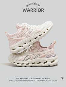 WARRIOR 1双女士运动低帮网面跑步鞋 - 白粉 - 查看 5