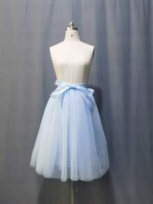 65cm 4-Layer Tulle 1-Layer Lining Petticoat With Decorative Waist Belt - Multicolor - View 11