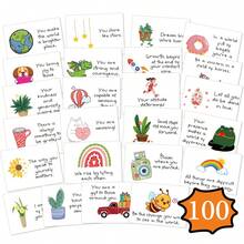 100pcs Motivational Affirmation Cards, Containing Positive Affirmative Language, 100pcs Inspirational Cards, Motivational Cards Combining Inspiring Phrases And Colorful Cute Illustrations, Highly Motivating, Suitable For Birthday, Halloween, Christmas And Employee Appreciation Gifts - White - View 8