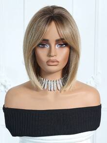 10-Inch Layered Middle-Parted Bobo Wig, Suitable For Summer Daily Wear, Parties, Cosplay, Music Festivals, Holidays, A Practical Gift For Girls - Gold - View 4