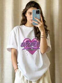 Camiseta casual de mujer de verano, cuello redondo, manga corta, tejido suave |   MARCA | Estilo callejero americano, tienda local, tops para salir, algodón, vintage, estilo callejero europeo y americano, casual deportivo, estilo unisex, estilo casual urbano, tops bonitos, Generación Z, curvas, ropa Y2K, camisetas divertidas, tops de mujer, conjuntos de vacaciones para mujer, top lindo, camiseta gráfica, conjuntos de primavera, camisetas holgadas, ropa de calle retro, estilo de los 90, estilo de los 2000, subcultura, top , tops blancos, atuendo de fiesta de los 90. Adecuado para primavera, verano y otoño - Blanco - Ver 7