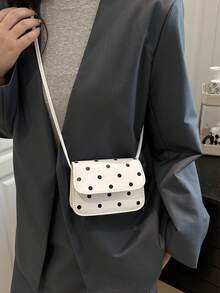 Mini Fashionable New Women's Polka Dot PU Leather Small Square Shoulder Crossbody Bag - White - View 5