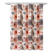 Decor - Cortina de Ducha Floral de Leah 72 Pulgadas de Ancho x 72 Pulgadas de Largo Coral y Gris Cortinas de Ducha de Tela Cortina de baño botánica de Acuarela decoración de Granja y Campo 7596821 - Coral - Ver 7