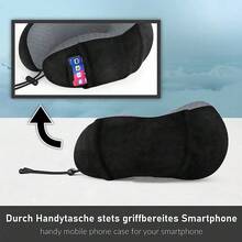 Nackenkissen – Ein ergonomisches Reisekissen mit verstellbarem Band, das Nacken und Kopf stützt. Inklusive weicher Schlafmaske. Ideal für Nickerchen oder lange Autofahrten, ob im Flugzeug, Zug, zu Hause oder im Büro. - Schwarz - Übersicht 5