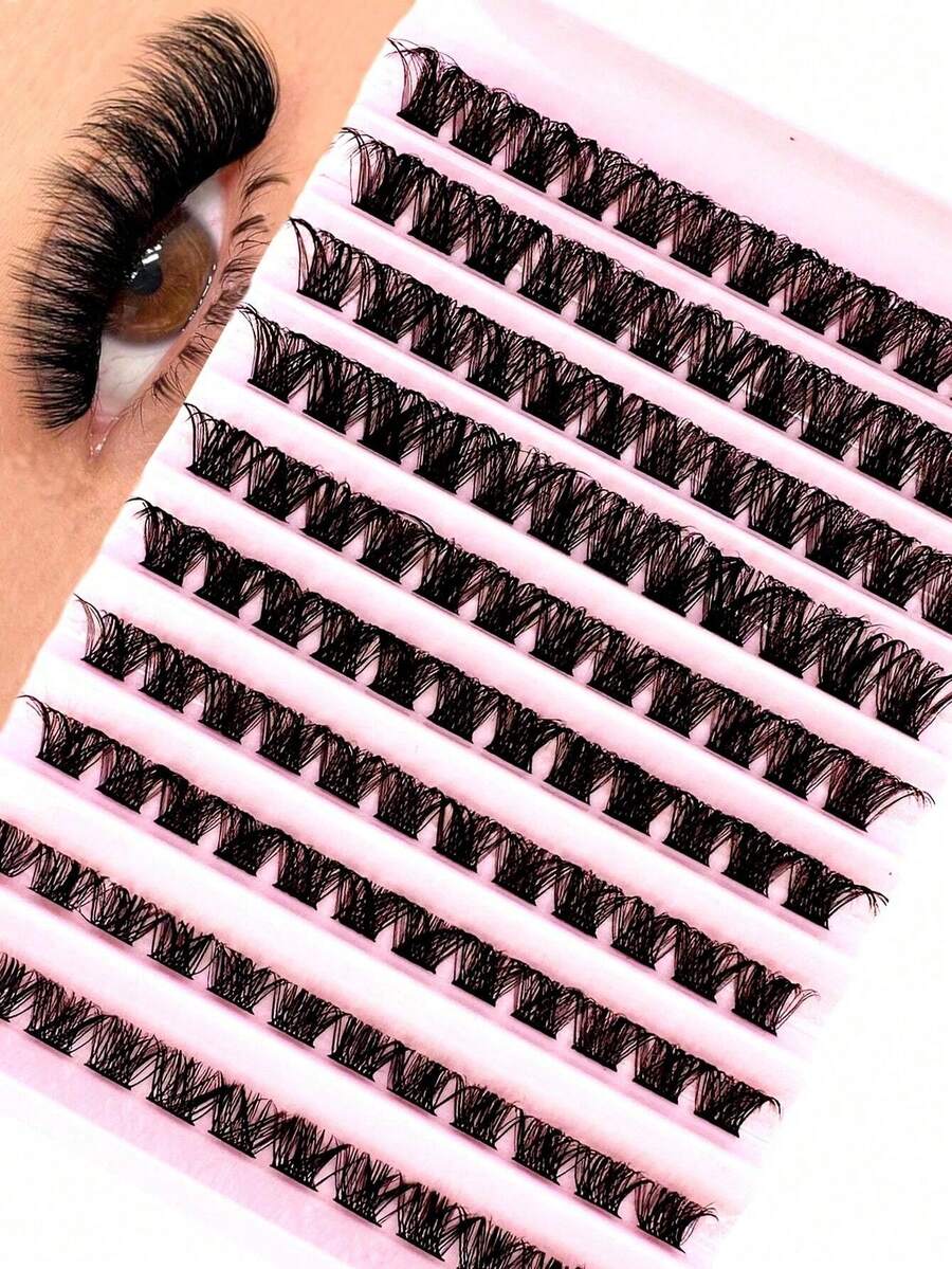 رموش صناعية فردية 8-16 مم بتجعيد D-Curl منفوشة ثلاثية الأبعاد مقسمة، أداة مكياج DIY طبيعية، ناعمة وسهلة الاستخدام، عناقيد رموش صناعية فردية