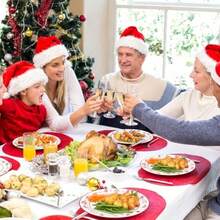 Uiifan - 100 platos de papel de Navidad de 9 pulgadas platos de cena de feliz Navidad color rojo y blanco para fiesta para Navidad invierno día festivo cumpleaños boda decoración de fiesta - Blanco y rojo - Ver 7