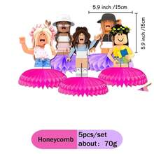 5pcs ROBLOX Paper Honeycomb Decorations, Game Themed Decorative Items For Birthday, Room, Dining Table, Desktop Centerpiece - Roblo Girl Honeycomb B - View 5
