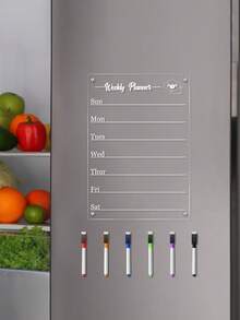 Cute Puppy Design Refrigerator Weekly Planner Message Board, Erasable Acrylic Schedule Planner With Multi-Color Pens, Office And Home Use, Erasable Schedule Message Board, Home Memo Record Sticker, Back To School - Multicolor - View 9