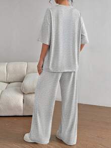 PRETTYGARDEN Women's Summer Clothes 2 Piece Sets Lounge For Short Sleeve Matching Airport Travel Outfits Casual Grey Vacation Summer Brunch Gray Outfits For Women Mothers Day Outfit - 灰色 - 查看 2
