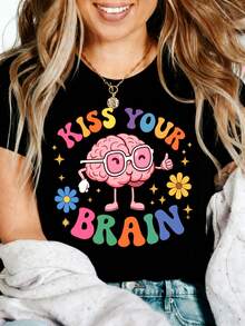 Teacher Appreciation Cute Graphic T-Shirt 100% Cotton Oversized Soft Breathable Casual Crewneck Short Sleeve Top Thank You Teacher Best Teacher Educator Gift Teachers Educators School Staff Gift Givers Heartfelt Aesthetic - Negro - Ver 6