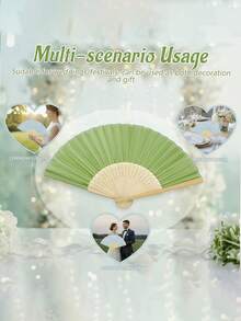 Grünes Hochzeitsgastgeschenk Fächerset, beinhaltet faltbaren Handventilator mit grüner Schleifenquaste Dekoration, Geschenktüte, DIY Dekoration für Frauen, Hochzeitsparty Zubehör. Geeignet für Bridal-Shower, Gastgeschenke, Hochzeitsempfang Favors, Geburtstagsparty - mehrfarbig - Übersicht 8