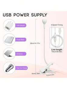 天鵝頸 UV LED 美甲燈，3W 靈活鵝頸燈頭配備防變色技術，30秒快速乾燥凝膠指甲油，即插即用便攜式，適用於居家、美甲店、旅行、工作室，聖誕節、生日、情人節女性、美甲師、初學者、DIY愛好者的禮物 - 彩色 - 查看 7