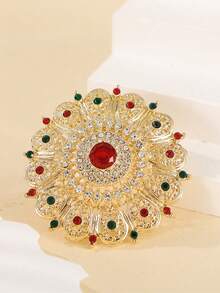 1 Stück Luxus Vintage Stil runder Strass Brosche, Braut Brosche, Damen Corsage, geeignet für Hochzeitskleidung von Frauen im Nahen Osten, Party und Festival Accessoires - Verschiedenfarbig - Übersicht 7