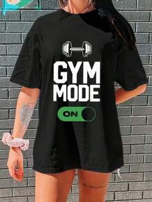 Camiseta de gimnasio con diseño exclusivo Gym Mode On estilo y2k perfecta para los amantes del fitness y la moda urbana cómoda y moderna ideal para entrenar o salir a la calle expresa tu pasión por el ejercicio con esta prenda única hecha en México Cómoda y versátil para escuela, trabajo, salidas y eventos casuales - Negro - Ver 6