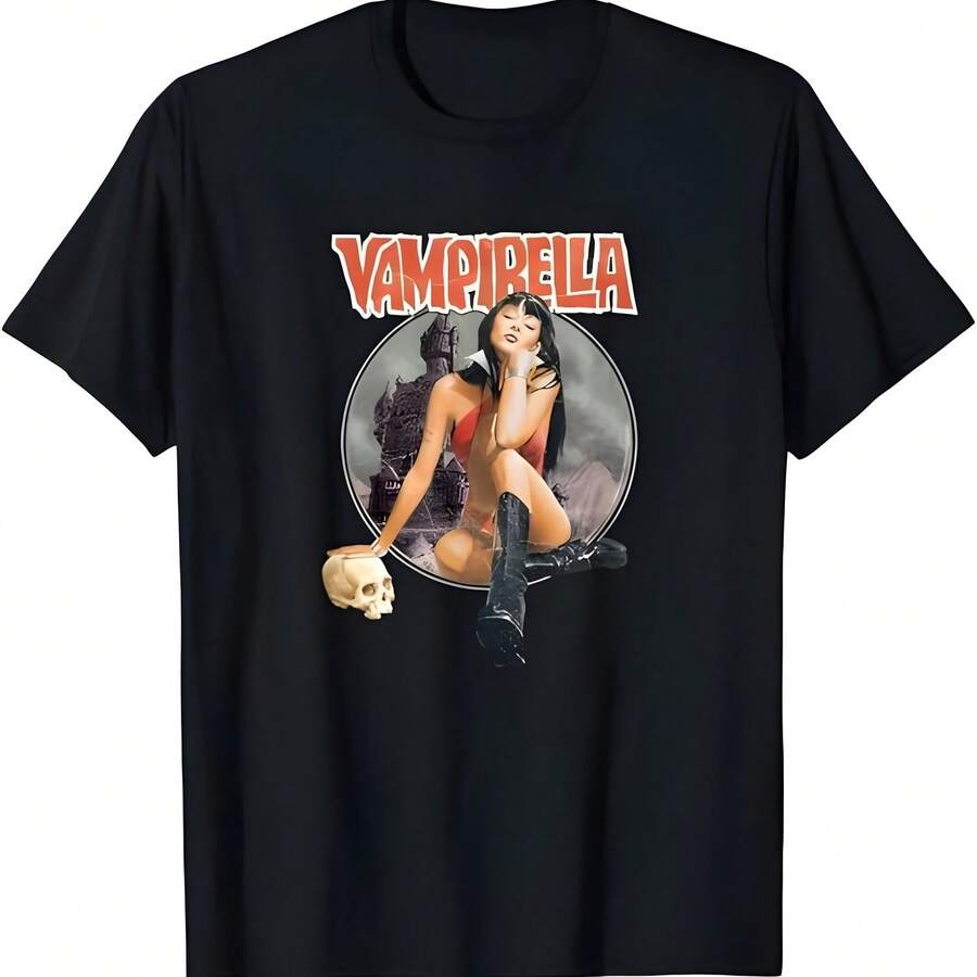 Playera Vampirella Cómic de Terror para Hombre y Mujer, Camiseta Diseño Gráfico Retro - Negro - Ver 1