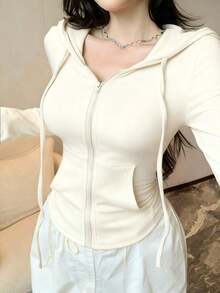 Sudadera con cremallera para el Día de San Valentín, camiseta ajustada para mujer - Blanco - Ver 3