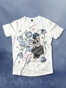 l de manga corta con cuello redondo para mujer de talla grande con bordado de flores, mariposas y borlas de perlas falsas, blusa floral blanca, adecuada para uso diario y vacaciones de verano - Blanco - Ver 4