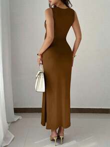 YHHRafferiza Vestido elegante de fiesta con cuentas sin mangas para mujer, vestido de noche largo de verano para eventos formalesYHH - Café integral - Ver 2