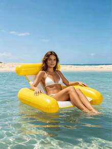 1pc Solid Color Inflatable Adult Pool Float Chair, Vibrant Colors, Durable PVC Hammock Lounge With Armrests And Headrest, Relaxation At Beach, Lake And Swimming Pool. Adult Swimming Pool Float, Available With Pump Set - Multicolor - View 10