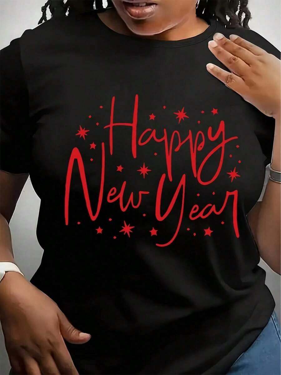 Soft, Breathable, And Lightweight For All-Day Comfort. New Year's T-Shirt, Welcome Back T-Shirt, New Year's Party T-Shirt, New Year's Eve T-Shirt, Christmas Family T-Shirt, Matching T-Shirt For Women. Classic Crew Neck With A Relaxed Fit That Flatters All Body Types And Is Easy To Pair With Jeans, Shorts, And Leggings. - 黑色 - 查看 1