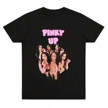 High-Quality T-Shirts For Women And Men, Katseye Pink T-Shirt, New Fashion 2026, Blouses For Women, Blouses, Casual Blouses For Ladies, Casual Tops For Women, Tops, Unisex. - 黑色 - 查看 1
