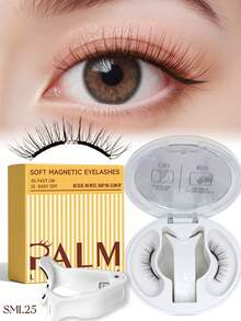 PALM LASHES 1 對棕色柔軟磁性假睫毛，自然外觀可重複使用免膠磁吸睫毛附附著器，輕量磁性睫毛 - 查看 11