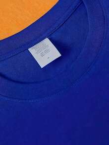 VHUTHK (220 Cotton T-Shirt) For Men, Round Neck, Short Sleeve, Casual, Printed, Y2k Style - 藍色 - 查看 4
