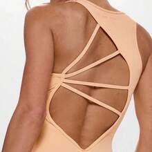 Sport Twist Front Cut Out Back Sleeveless Unitard, Active, Workout, Gym, Padel, Tennis, Pickleball Gym Fitness Yoga Pilates Daily Casual - Burdeos - Ver 5