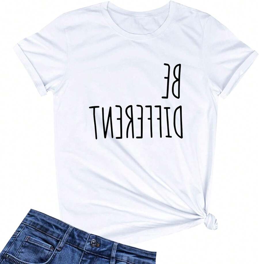 Camiseta Linda para Mujer LOOKFACE, Camiseta con Estampado para Adolescentes - Blanco - Ver 1