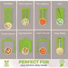 Pro Chopper 16-In-1 Multi-Function Vegetable Chopper With Container, Manual Onion Dicer, Fruit Slicer, Shredder And Grater, Interchangeable Blades, All-In-One Vegetable Chopper, Time-Saving Kitchen Essential Practical Home Gift, Suitable For Meal Prep - Gray-green - View 8