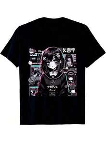1 Piece Weird Cats T-Shirt, Funny Cat T-Shirt, 80s Retro Cat Parody, Cute Cat Graphic T-Shirt, Gift For Cat Lovers, Hoodie, 180g 100% Cotton - 黑色 2 - 查看 8