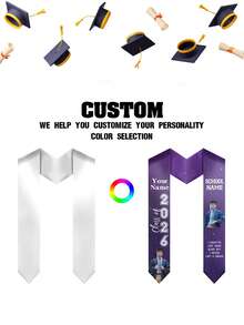Personalized Galaxy Graduation Sash With 2 Custom Photos & Custom Text, Starry Sparkle Graduation For Class Of 2026, Printed Graduation Shawl With Your Memories & Inspirational Quote For Ceremony - Multicolor - View 3