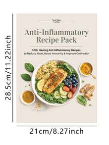 1pcs Anti-Inflammatory Recipe Pack & Gut Health Nutrition Guide, 100+ Healing Recipes To Reduce Inflammation, Alleviate Bloating & Boost Immunity, 140-Page Complete Meal Plan With Step-By-Step Cooking Instructions, Nutritional Information & Weekly Shopping Lists, Features A Wide Range Of Anti-Inflammatory Dishes Including Breakfast, Lunch, Dinner, Snacks And Drinks, Focuses On Ingredients Known To Support Gut Health, Reduce Chronic Inflammation & Strengthen The Immune System, Includes Tips For Meal Prep, Ingredient Swaps And Lifestyle Changes To Enhance Results, A Practical Guide For Anyone Looking To Improve Their Health Through A Nutrient-Dense, Anti-Inflammatory Diet - 1 cái - Xem 6