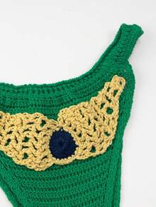 Quần bikini dệt kim gợi cảm với điểm nhấn vàng độc đáo, không xuyên thấu. - Nhiều màu - Xem 3