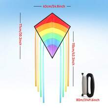 YongJian-pipa de arcoíris colorida, pipa de diamante de cola larga para principiantes, juguetes al aire libre, regalo de cumpleaños para niños, cometa de playa, deporte divertido al aire libre - Como se muestra - Ver 2