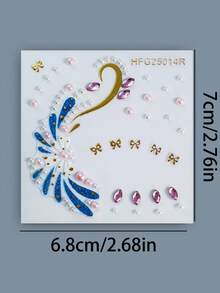 1件梦幻花卉水晶面部饰品 - 蓝黄渐变花朵、蝴蝶结和彩色水晶设计，自粘式面部宝石，带来清新梦幻的童话氛围，轻松打造自然甜美的度假妆容，适合音乐节、派对、野餐、拍照等场合。 - 彩色 - 查看 12