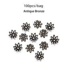 100pcs/Pack Iron Plated Octagonal Flower Bead Caps, Elegant Flower Caps For Necklace, Earrings, Pendant DIY Jewelry Making - Octagonal Flower Receptacle - View 15