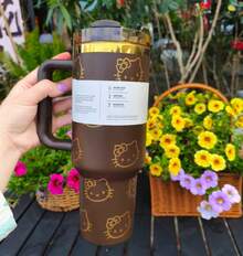 SANRIO 40 Oz Tumbler Stainless Steel Coffee Mug Cup Insulated Portable Vacuum Travel Tumbler With Handle Lid Straw Water Bottle Stanleyss - Multicolor - View 13