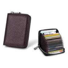 Leather Card Holder With Multi-Slots Organizer With Zipper - 1 - View 1