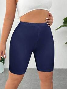 Pantalones Cortos de Compresión de Talla Grande  Negros de Secado Rápido y Refrigeración - Azul Marino - Ver 5