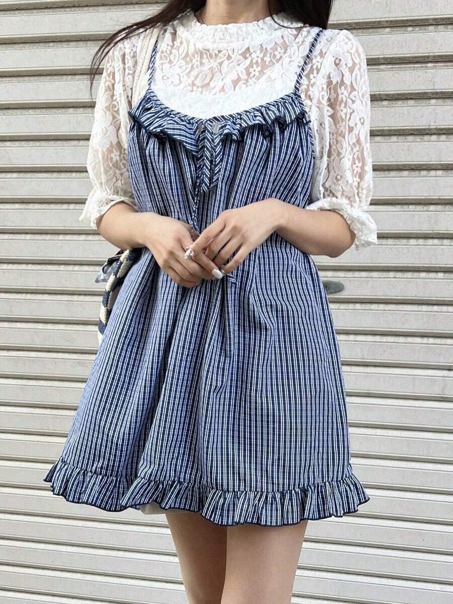Camiseta de tirantes de unicolor y estilo minimalista para mujer - Azul - Ver 1